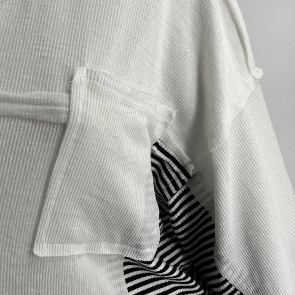 POL Top Size Medium White Black Striped Detail Ribbed Pocket Loose Oversized Fit - Picture 2 of 6